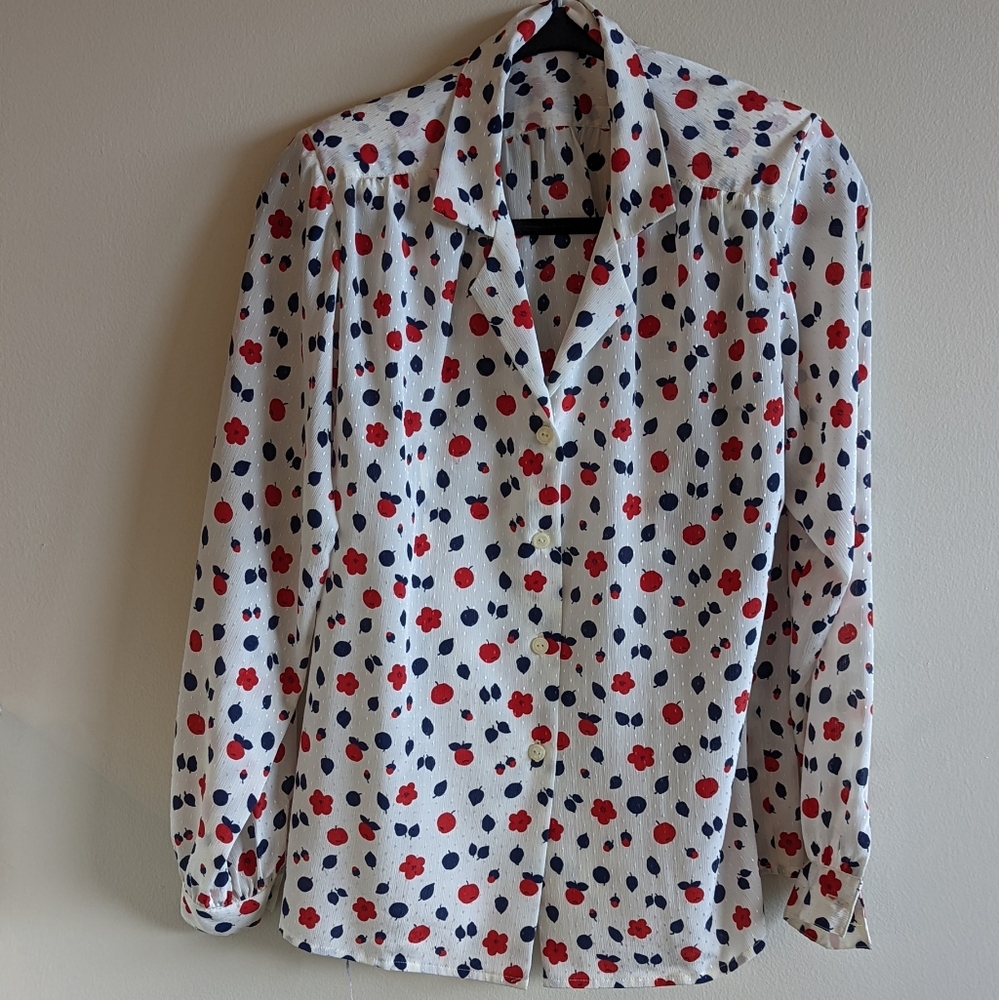 Vintage Acorn and Apple Patterned Button-down Shirt